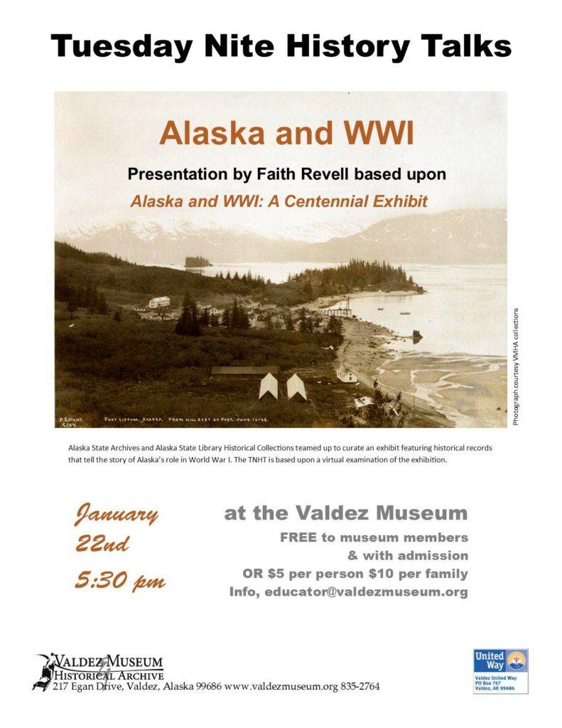 Alaska and World War I Talk at Valdez Museum 1/22/19