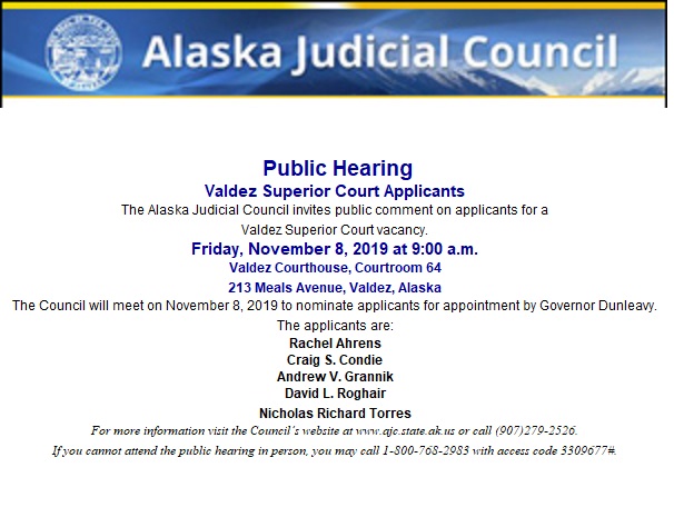 Public Hearing 11/8 -Comments on Superior Court Applicants