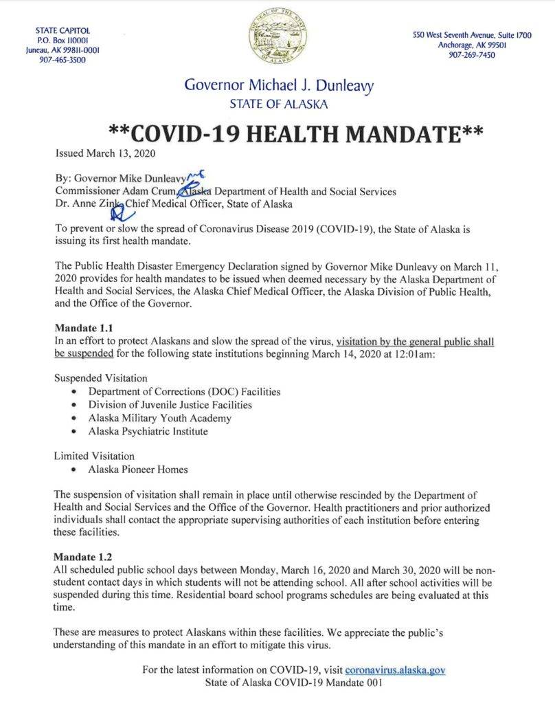 State of Alaska Health Mandate