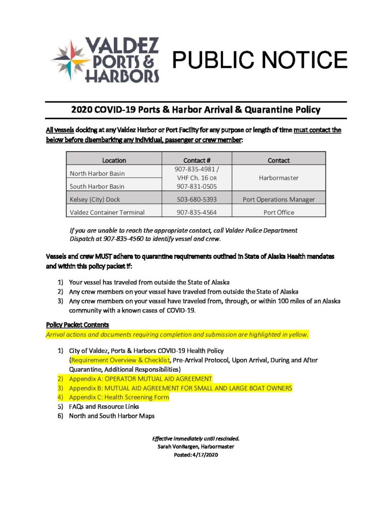 Public Notice-Valdez Ports and Harbor