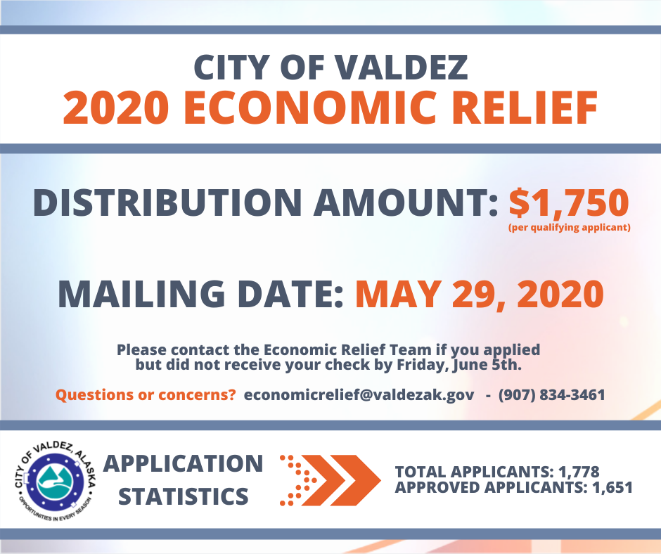 Valdez Economic Relief Checks Mailed 5/29