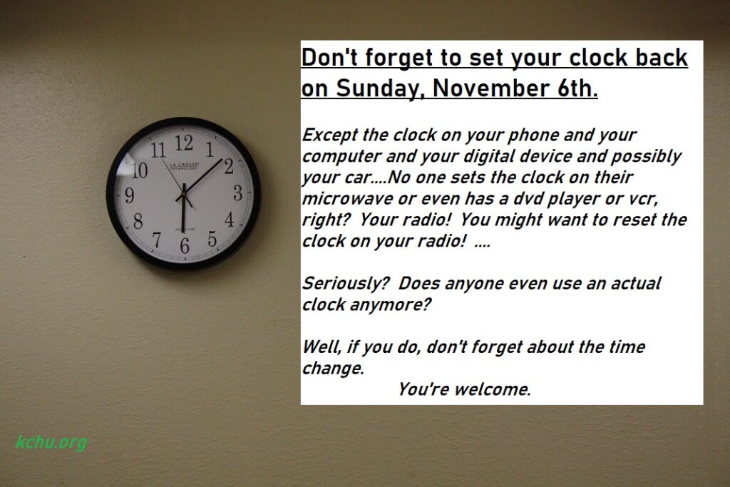Time Change is Sunday, November 6th